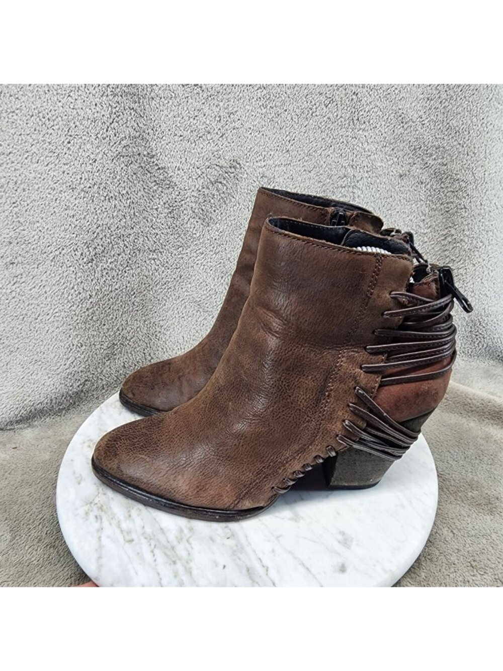 Dolce Vita Shoes Womens Size 8.5 Harvie Brown Leather Boho Ankle Boots *Read*